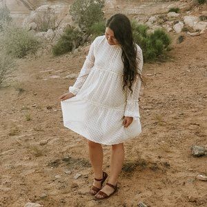 Billie Dress in Creme Ivory Swiss Dot